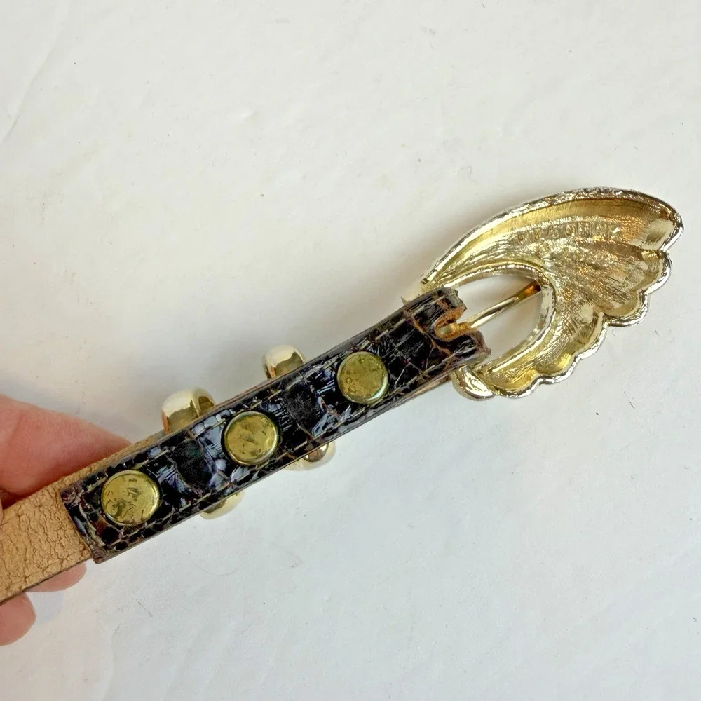 VTG MZA Of NY 1983 Genuine Snakeskin Skinny Belt Size Large Brown Classic Career